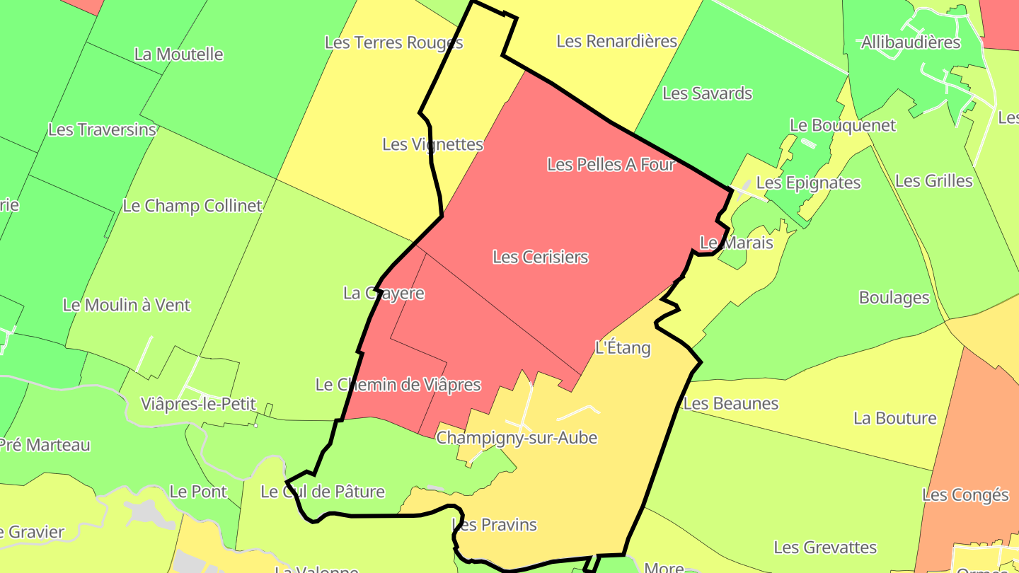 Carte des prix de l'immobilier Champigny-sur-Aube