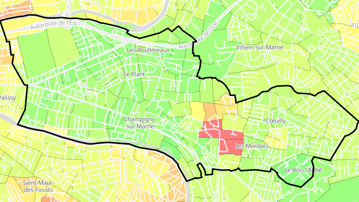Carte des prix de l'immobilier Champigny-sur-Marne