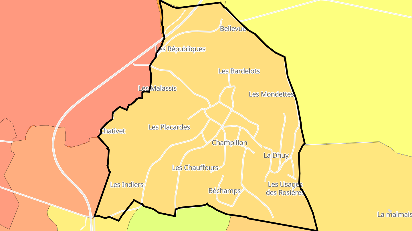 Carte des prix de l'immobilier Champillon