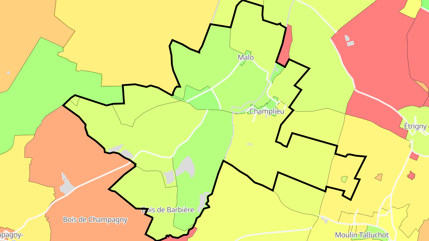 Carte des prix de l'immobilier Champlieu