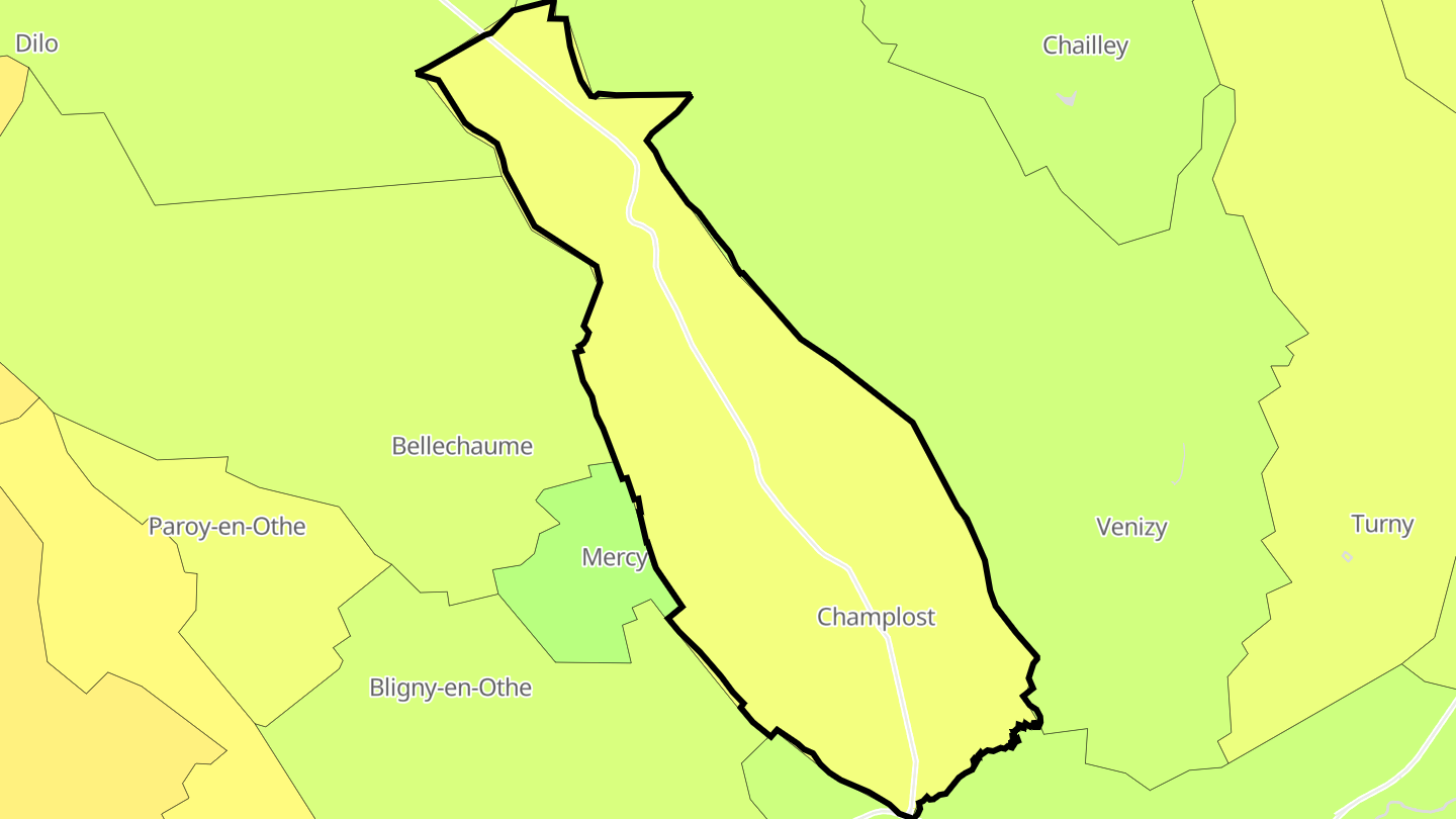 Carte des prix de l'immobilier Champlost