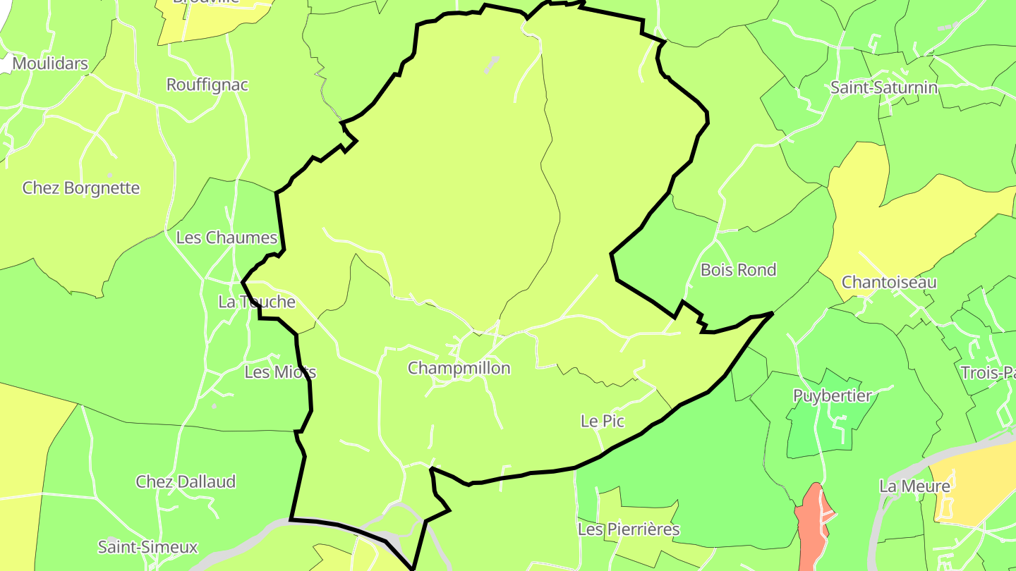 Carte des prix de l'immobilier Champmillon