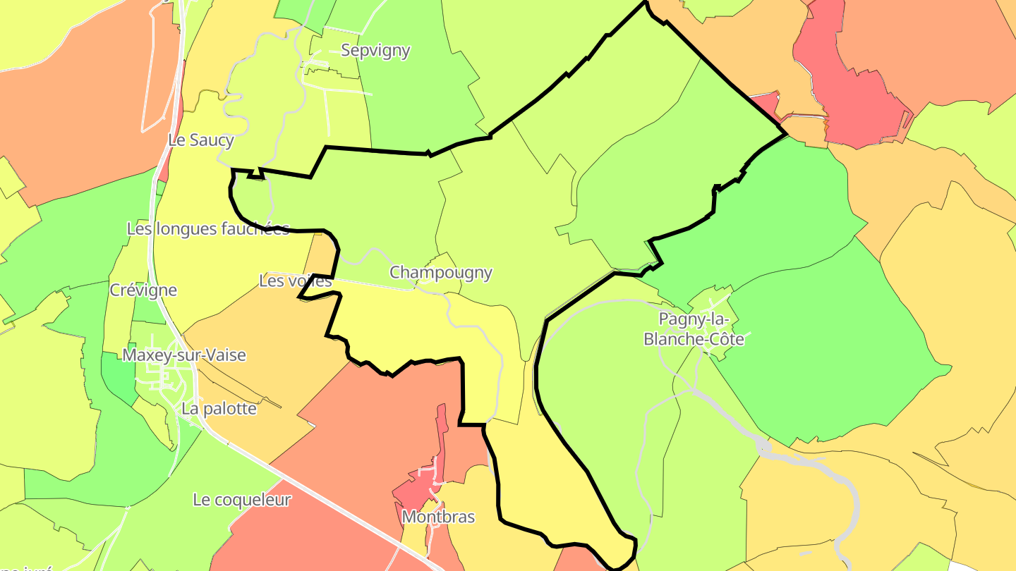 Carte des prix de l'immobilier Champougny