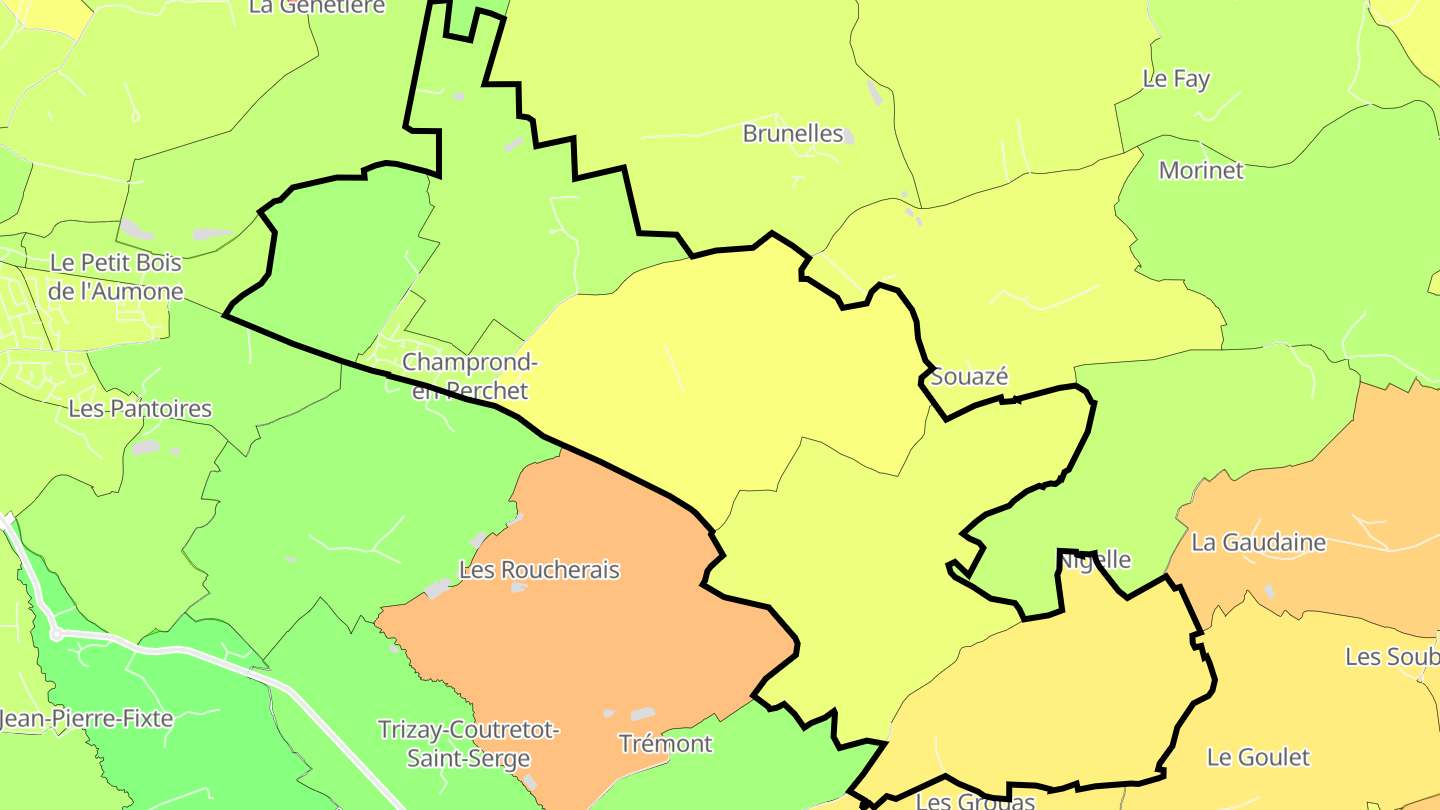 Carte des prix de l'immobilier Champrond-en-Perchet