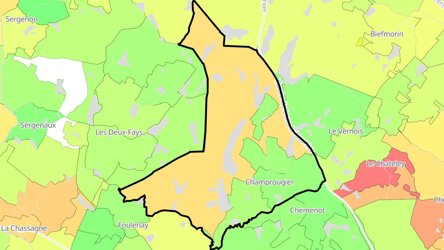 Carte des prix de l'immobilier Champrougier