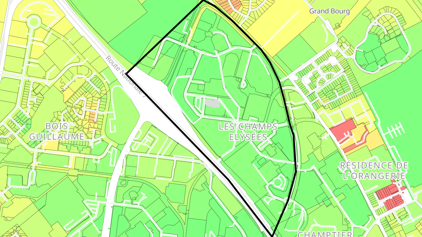 Carte des prix de l'immobilier Champs Elysées