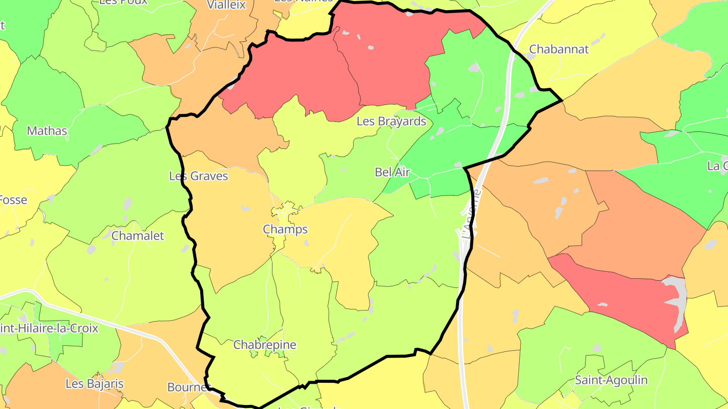 Carte des prix de l'immobilier Champs
