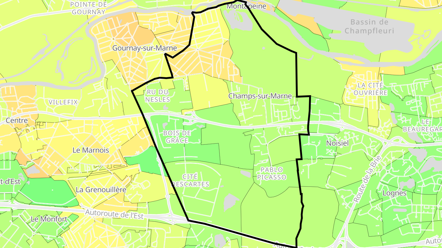 Carte des prix de l'immobilier Champs-sur-Marne