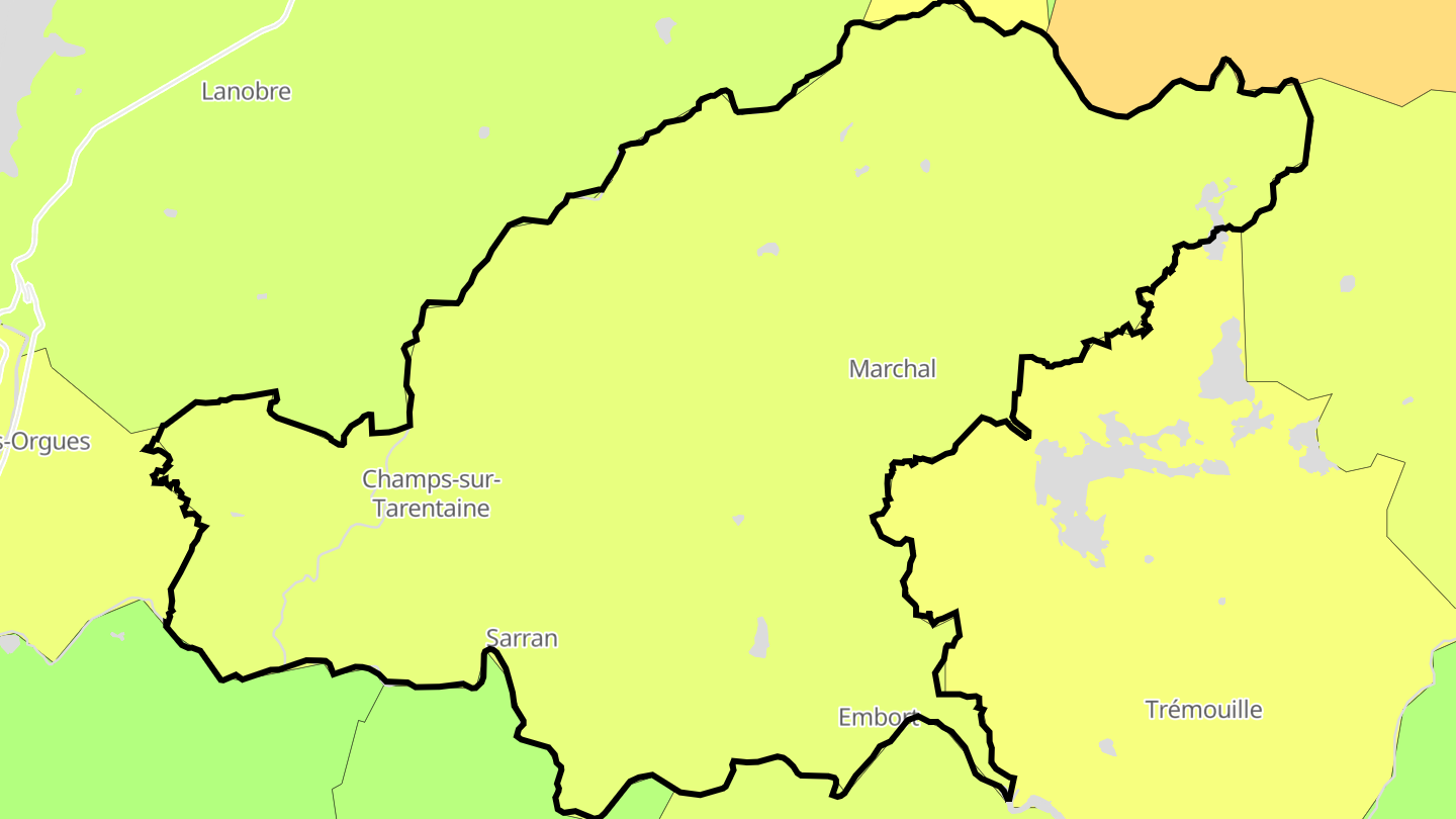 Carte des prix de l'immobilier Champs-sur-Tarentaine-Marchal
