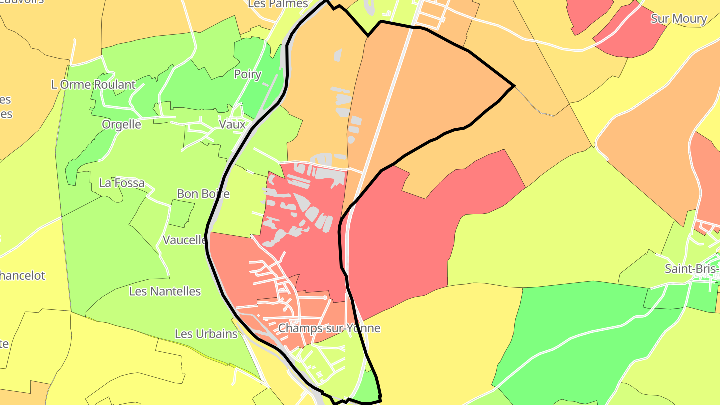 Carte des prix de l'immobilier Champs-sur-Yonne