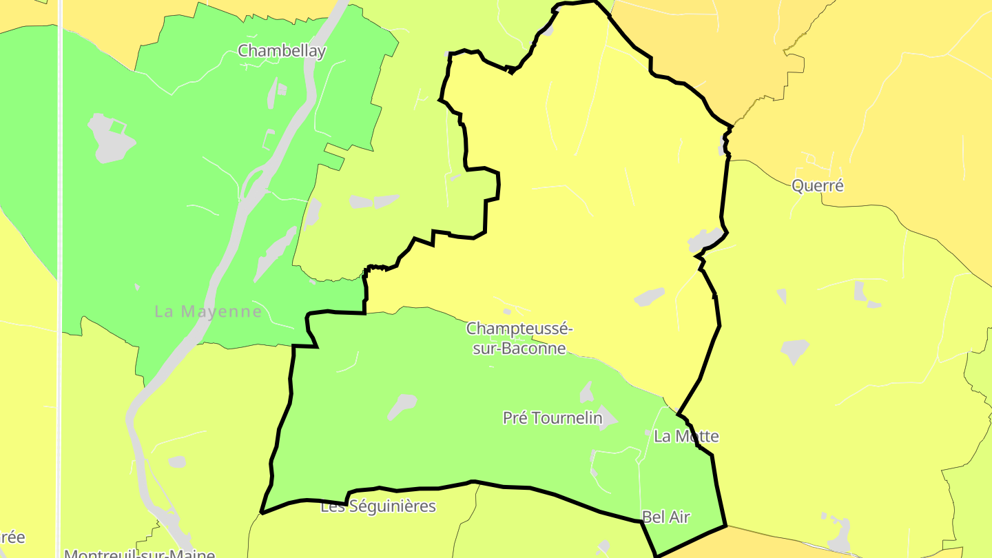 Carte des prix de l'immobilier Champteussé-sur-Baconne