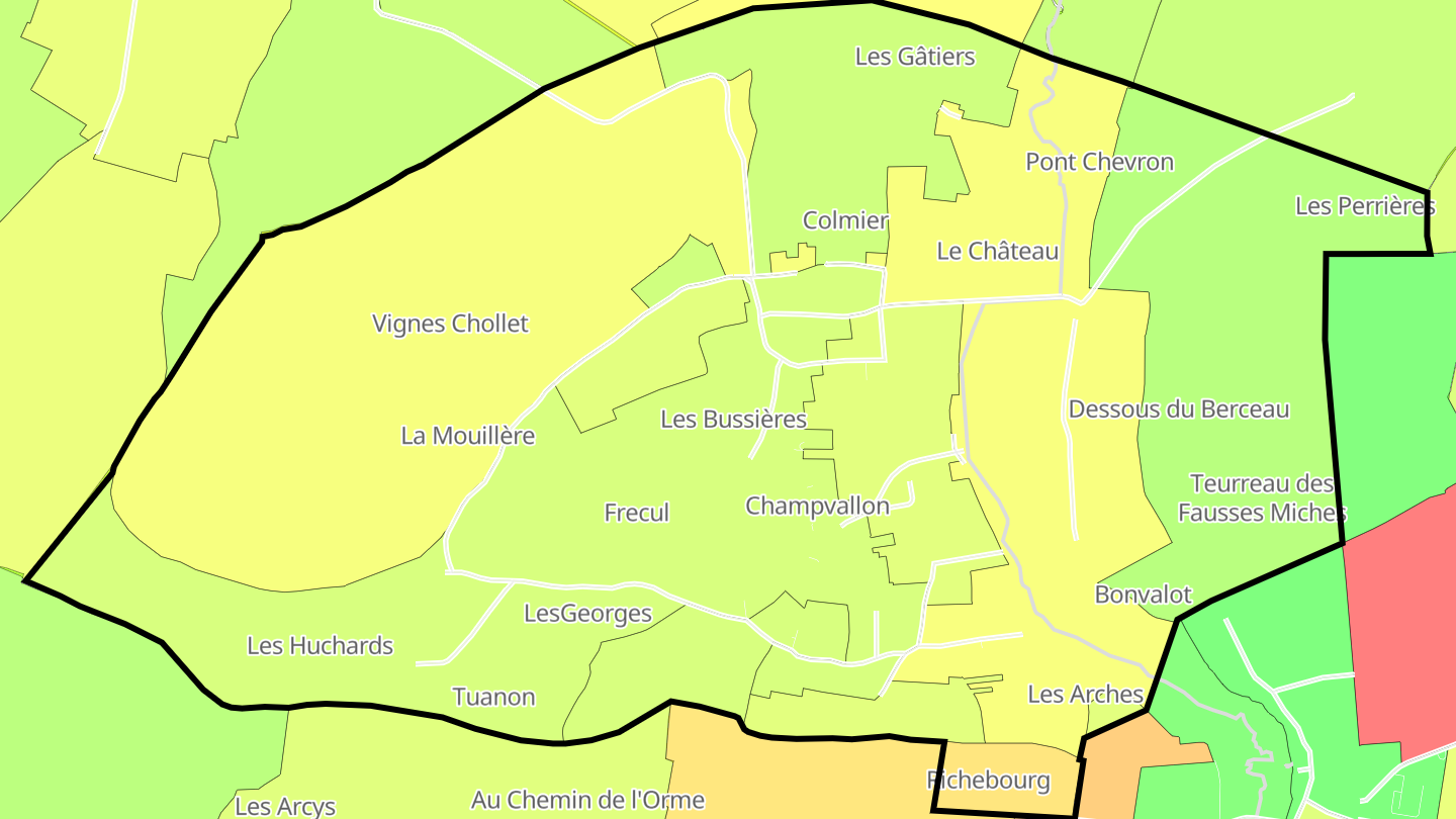 Carte des prix de l'immobilier Champvallon