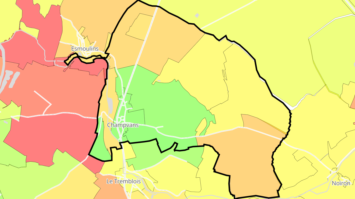 Carte des prix de l'immobilier Champvans