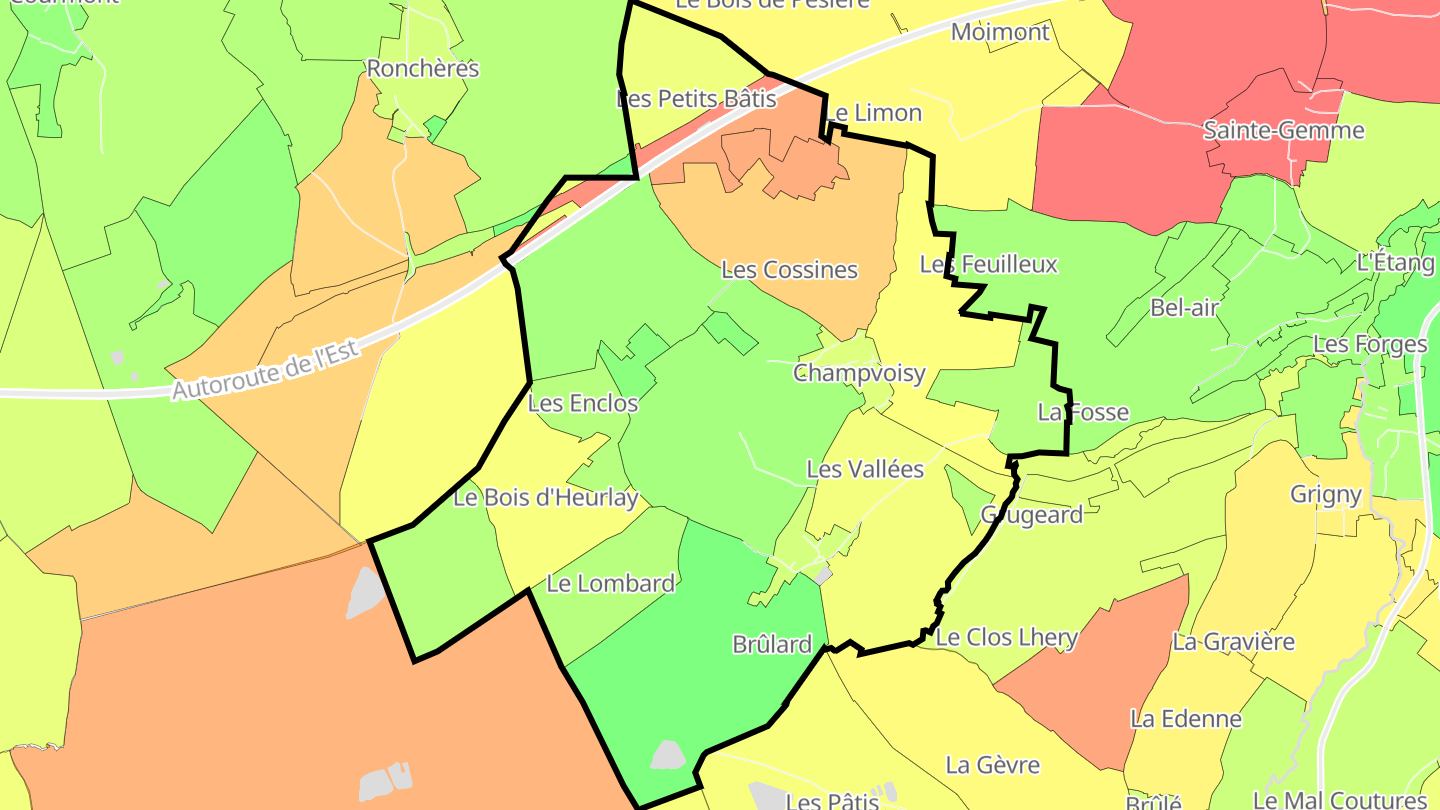 Carte des prix de l'immobilier Champvoisy