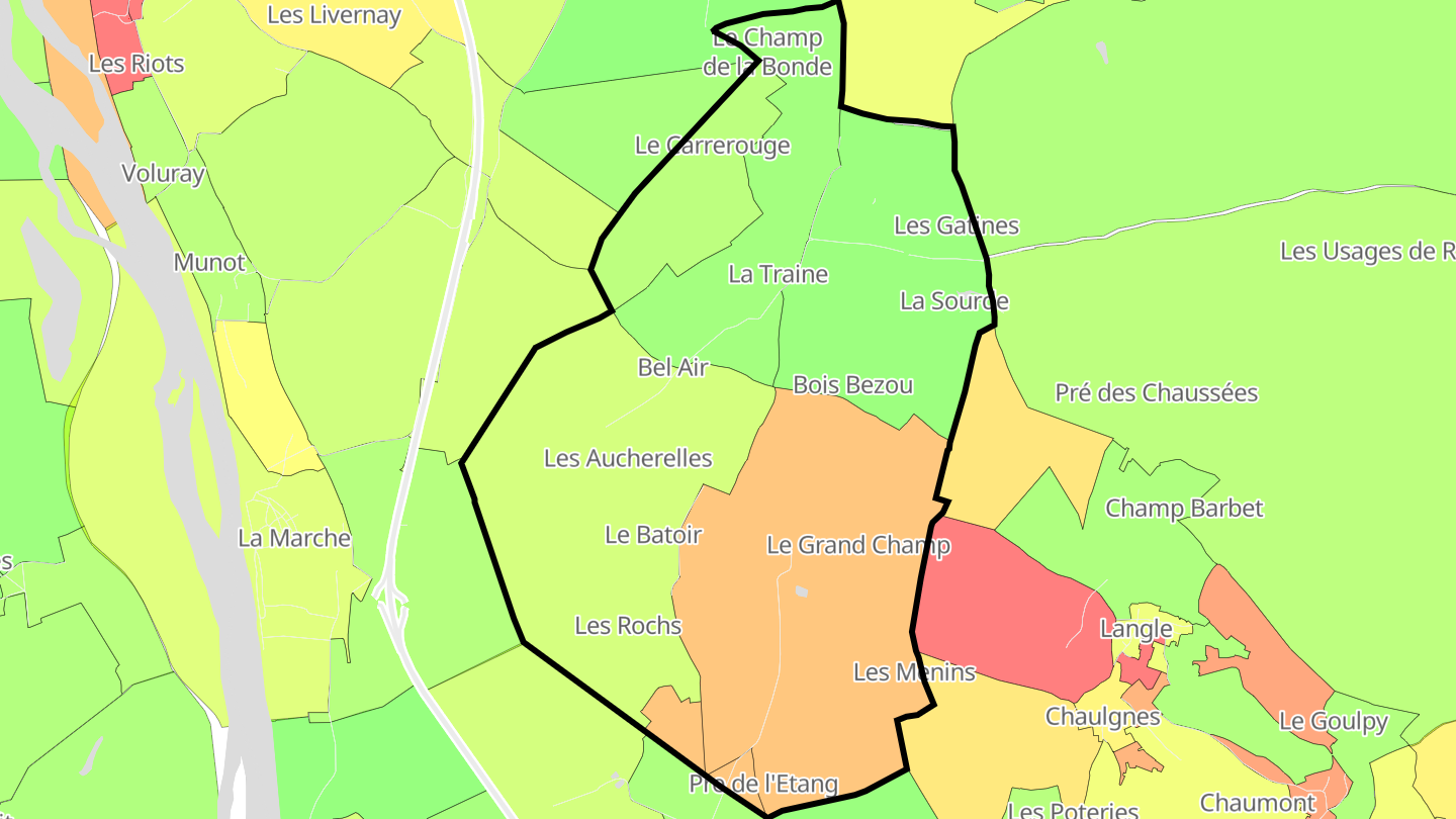 Carte des prix de l'immobilier Champvoux