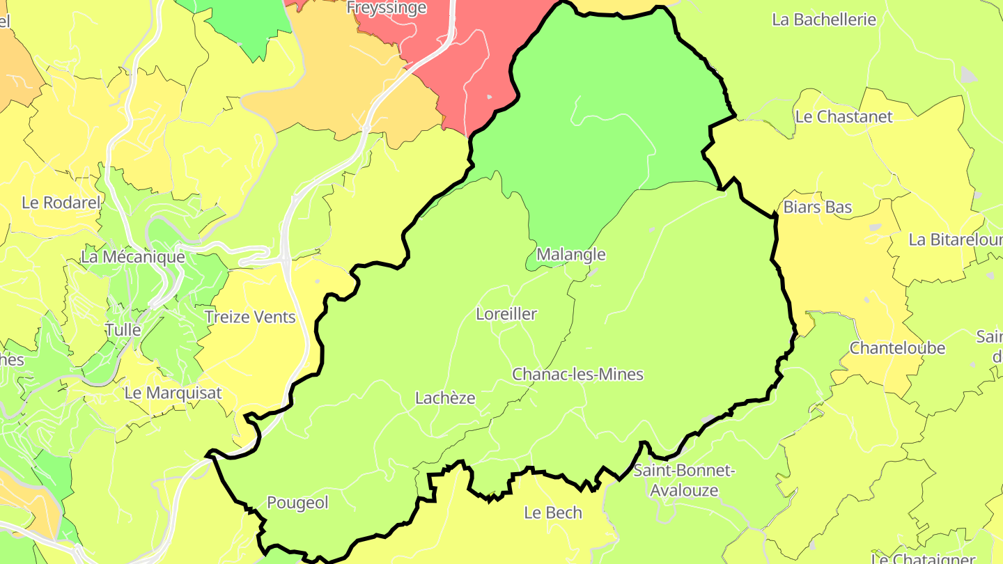Carte des prix de l'immobilier Chanac-les-Mines