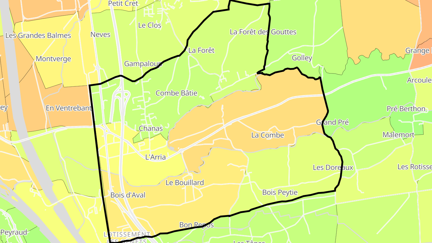 Carte des prix de l'immobilier Chanas