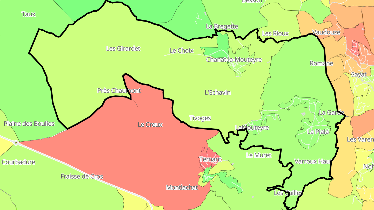 Carte des prix de l'immobilier Chanat-la-Mouteyre