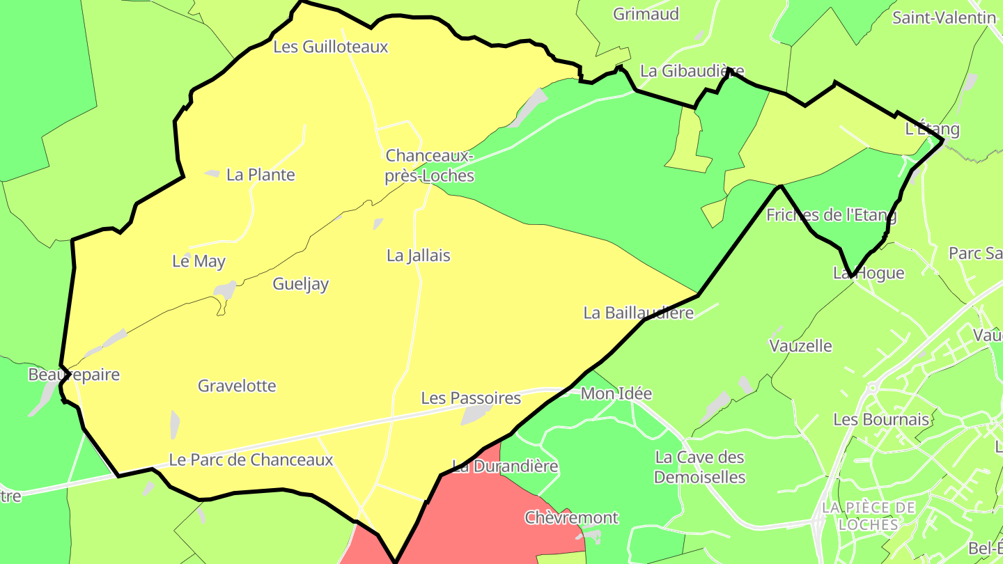 Carte des prix de l'immobilier Chanceaux-près-Loches