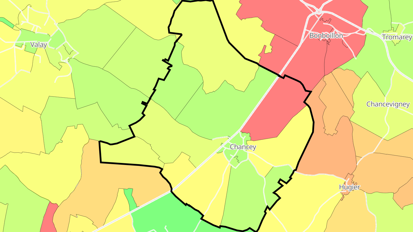 Carte des prix de l'immobilier Chancey
