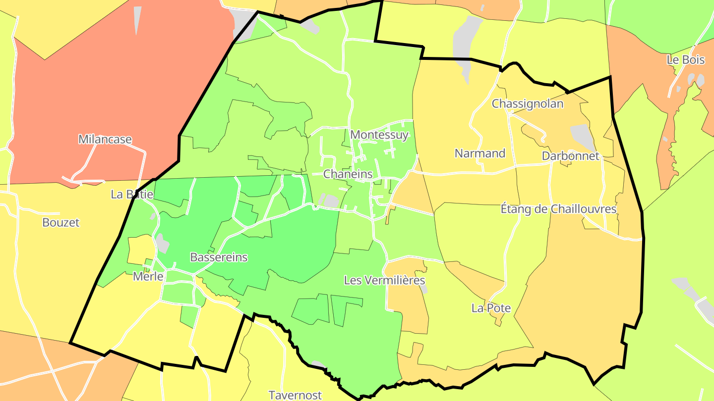 Carte des prix de l'immobilier Chaneins
