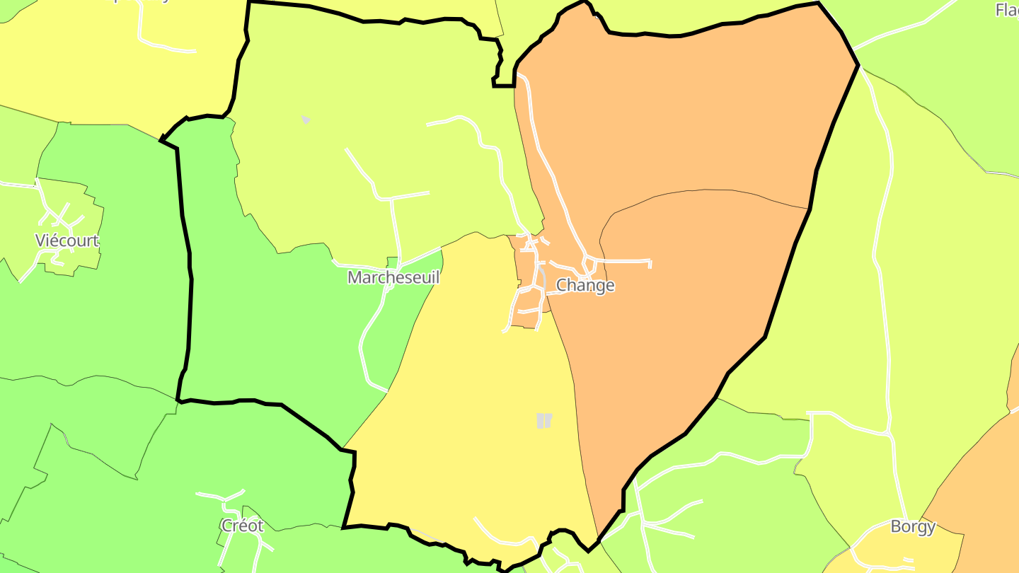 Carte des prix de l'immobilier Change