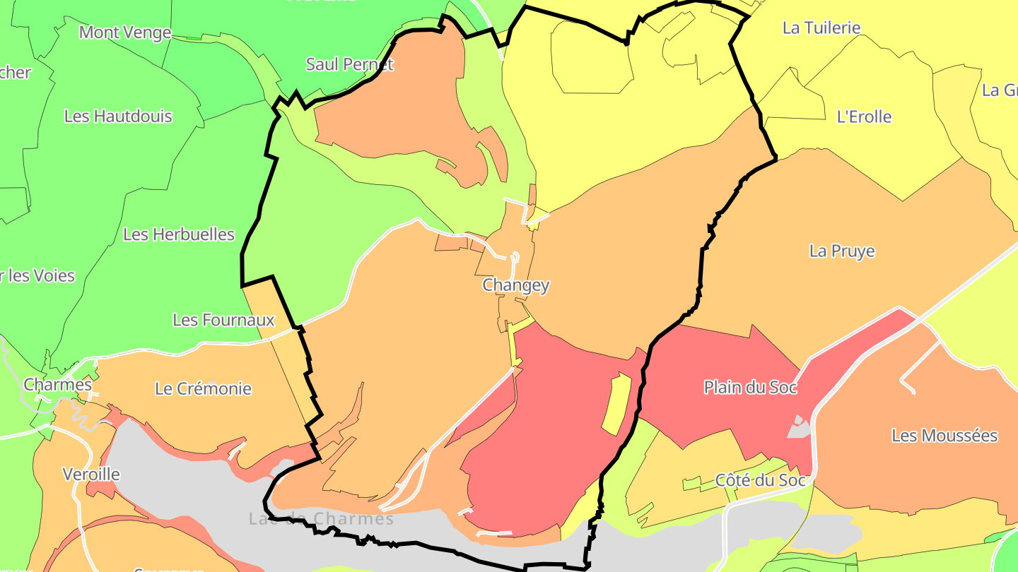 Carte des prix de l'immobilier Changey