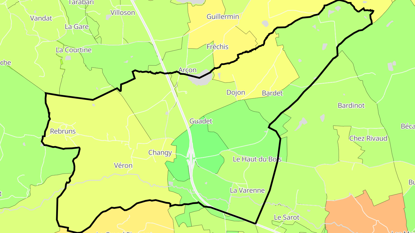 Carte des prix de l'immobilier Changy