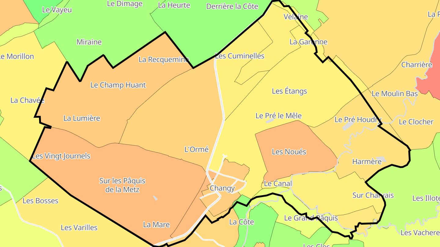 Carte des prix de l'immobilier Changy