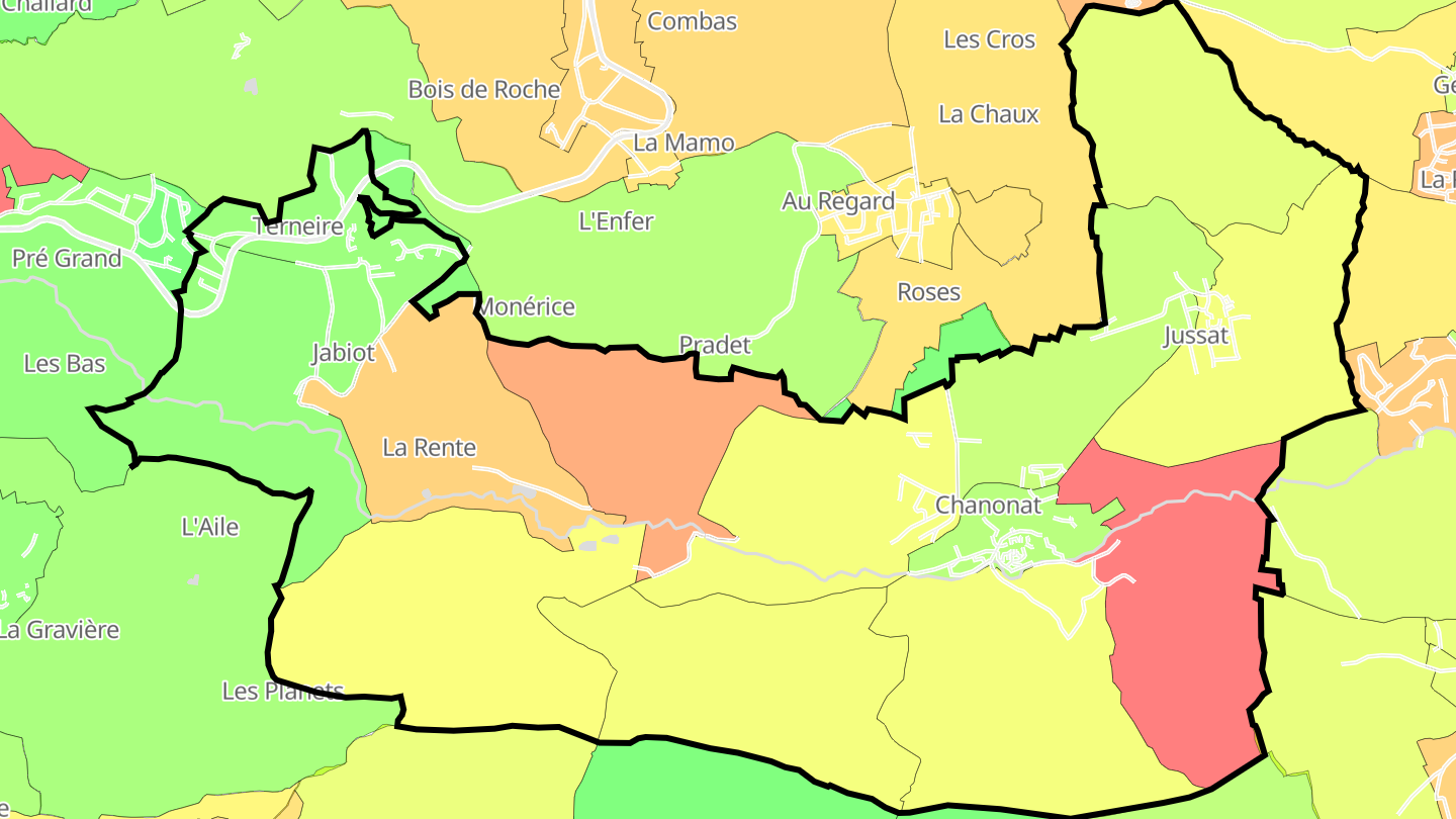 Carte des prix de l'immobilier Chanonat