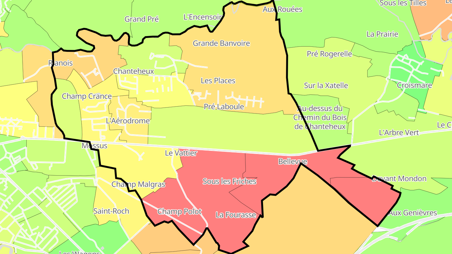 Carte des prix de l'immobilier Chanteheux