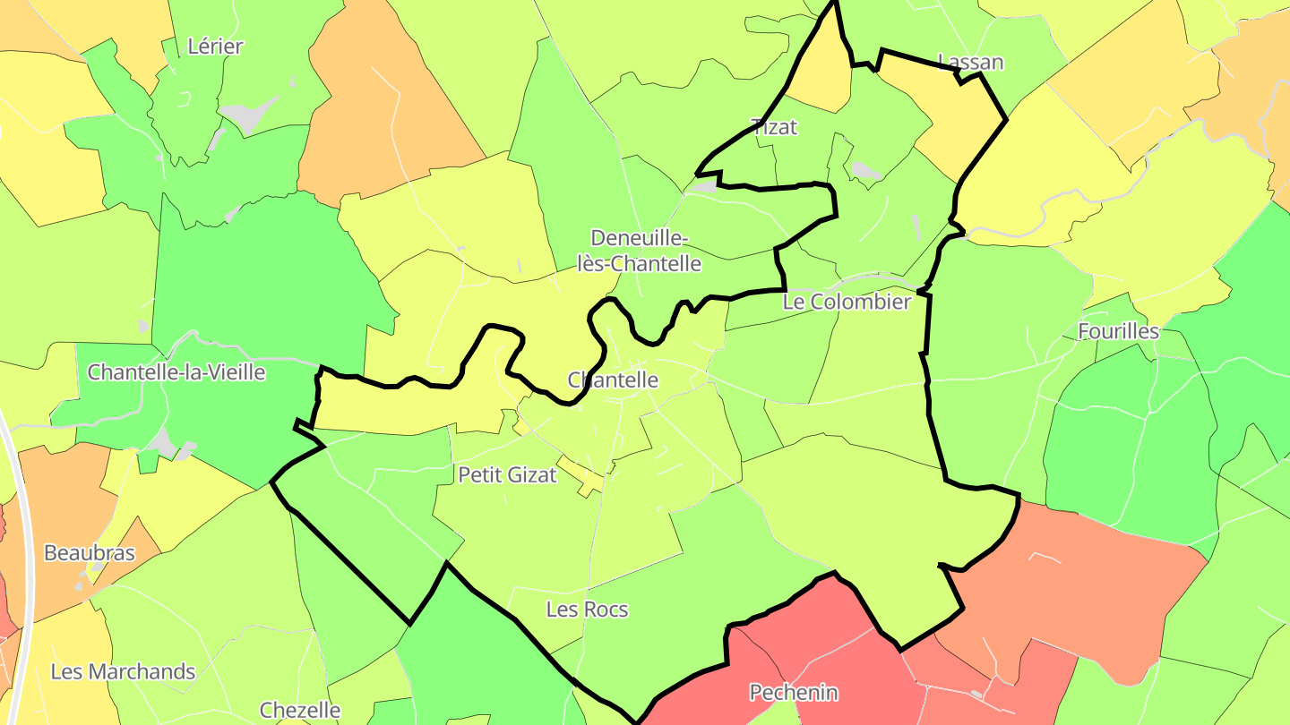 Carte des prix de l'immobilier Chantelle