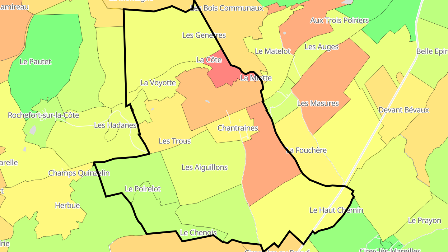 Carte des prix de l'immobilier Chantraines