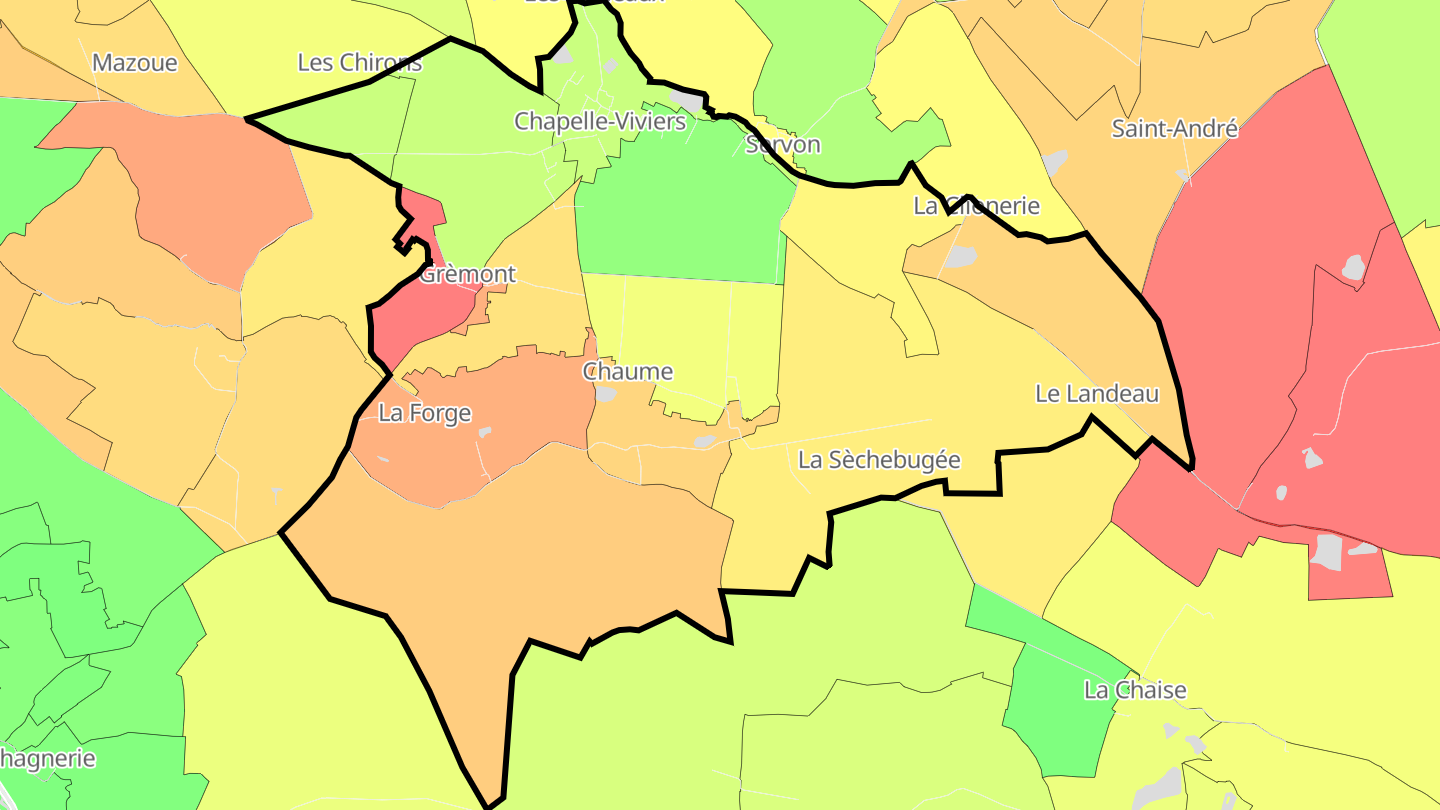 Carte des prix de l'immobilier Chapelle-Viviers