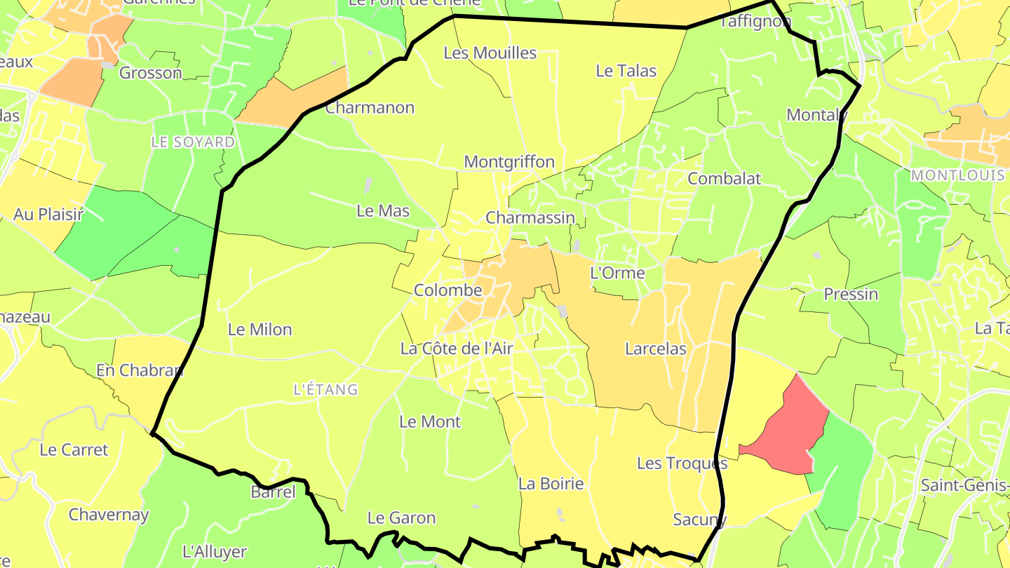 Carte des prix de l'immobilier Chaponost