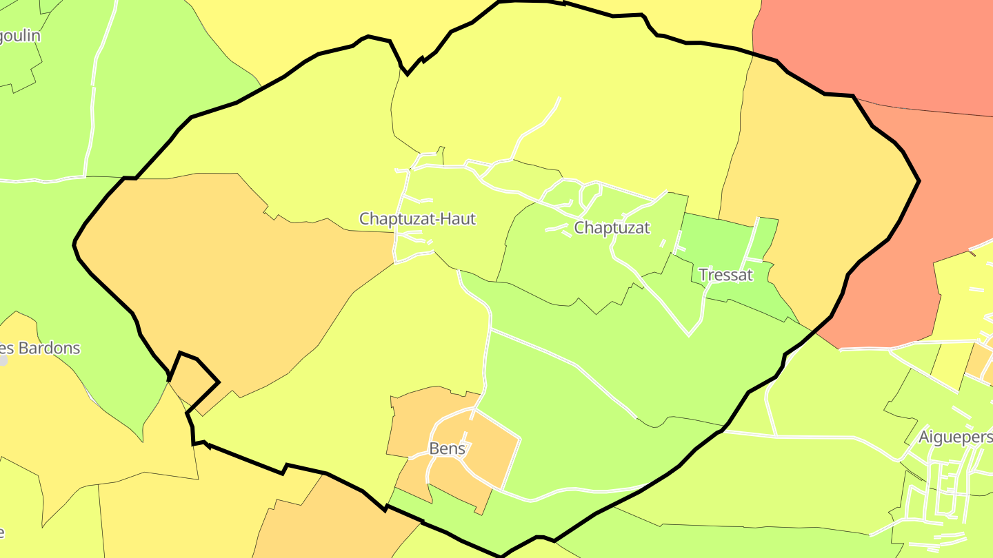 Carte des prix de l'immobilier Chaptuzat