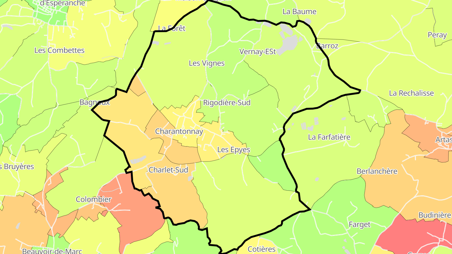 Carte des prix de l'immobilier Charantonnay