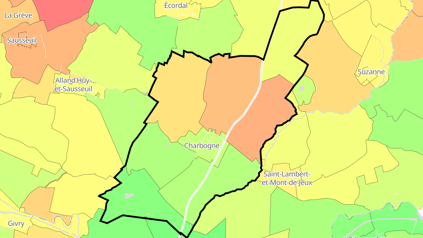 Carte des prix de l'immobilier Charbogne