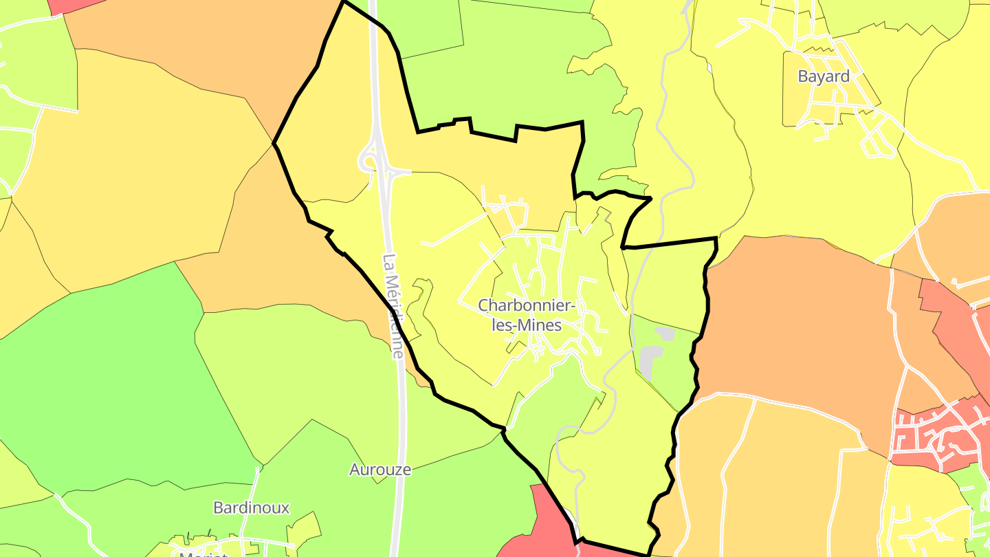 Carte des prix de l'immobilier Charbonnier-les-Mines