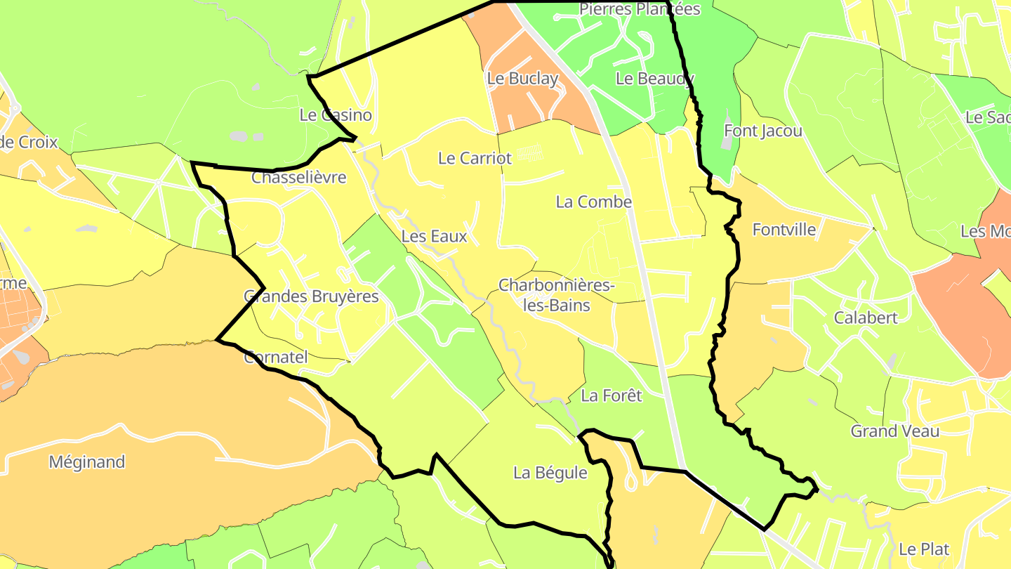 Carte des prix de l'immobilier Charbonnières-les-Bains