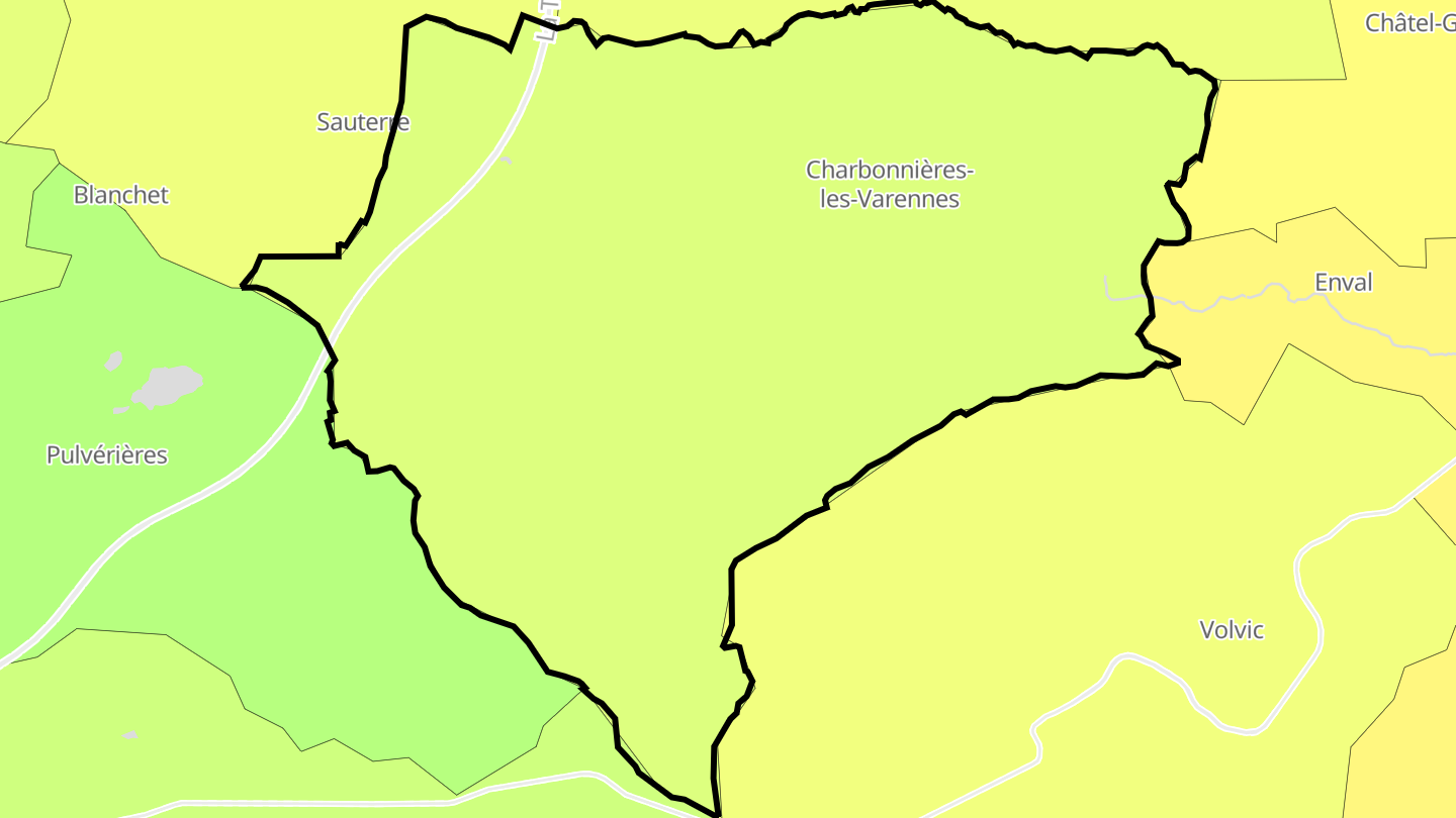 Carte des prix de l'immobilier Charbonnières-les-Varennes