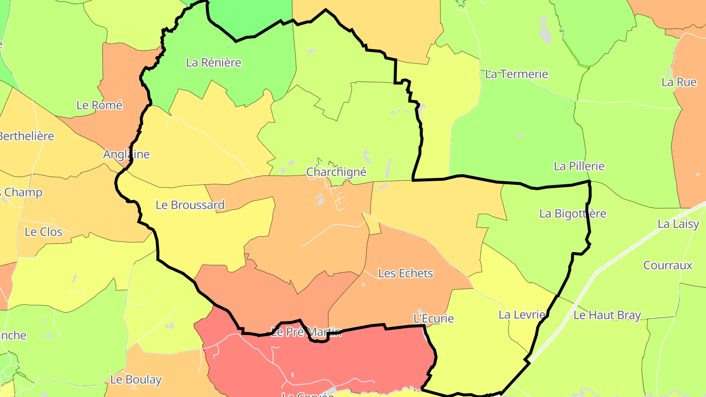 Carte des prix de l'immobilier Charchigné