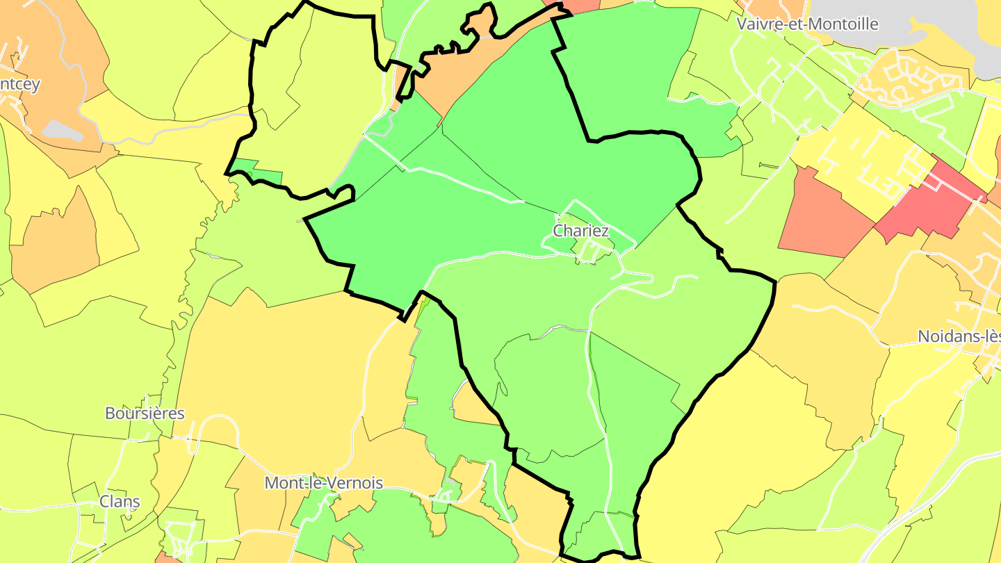 Carte des prix de l'immobilier Chariez