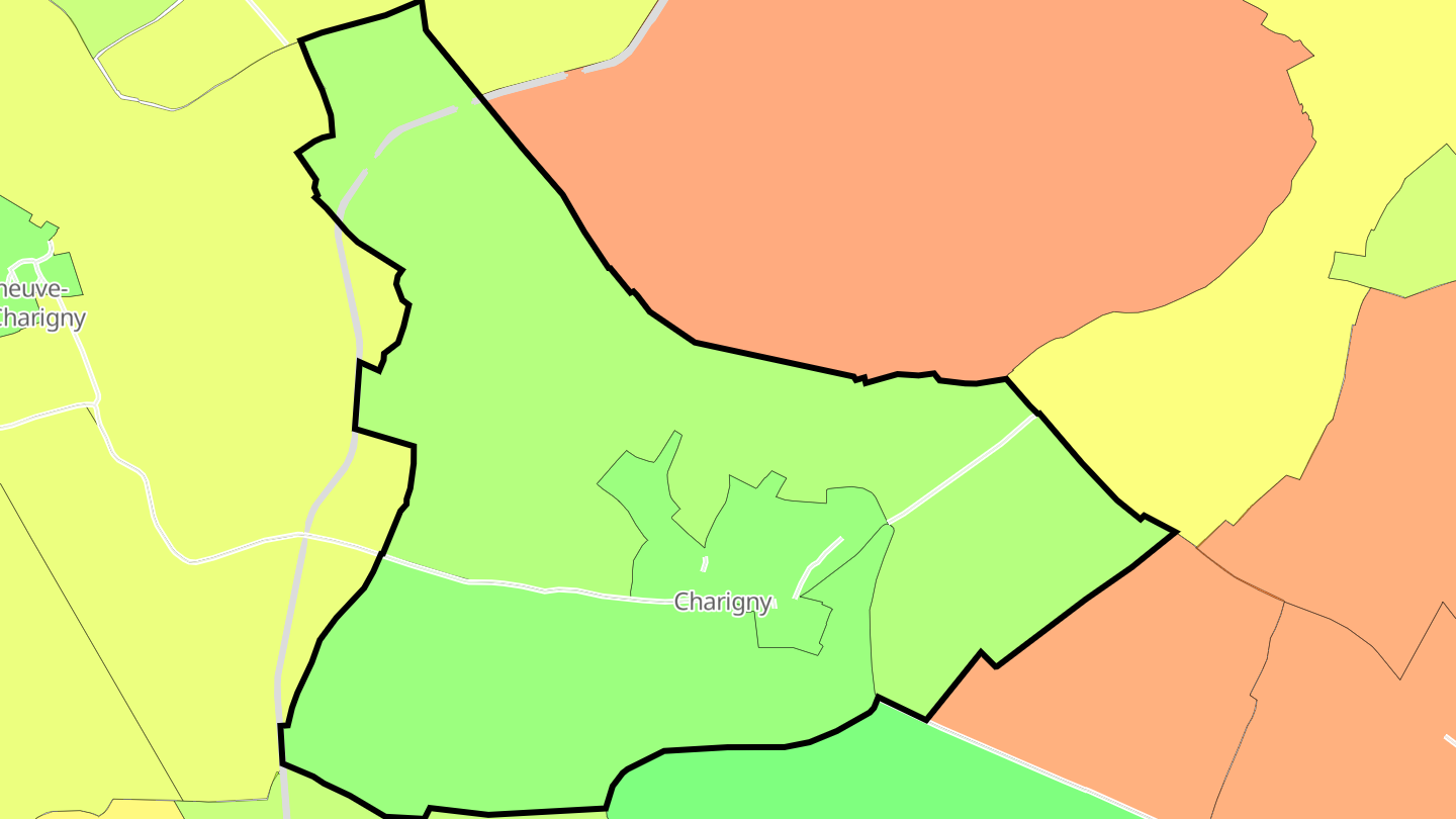 Carte des prix de l'immobilier Charigny