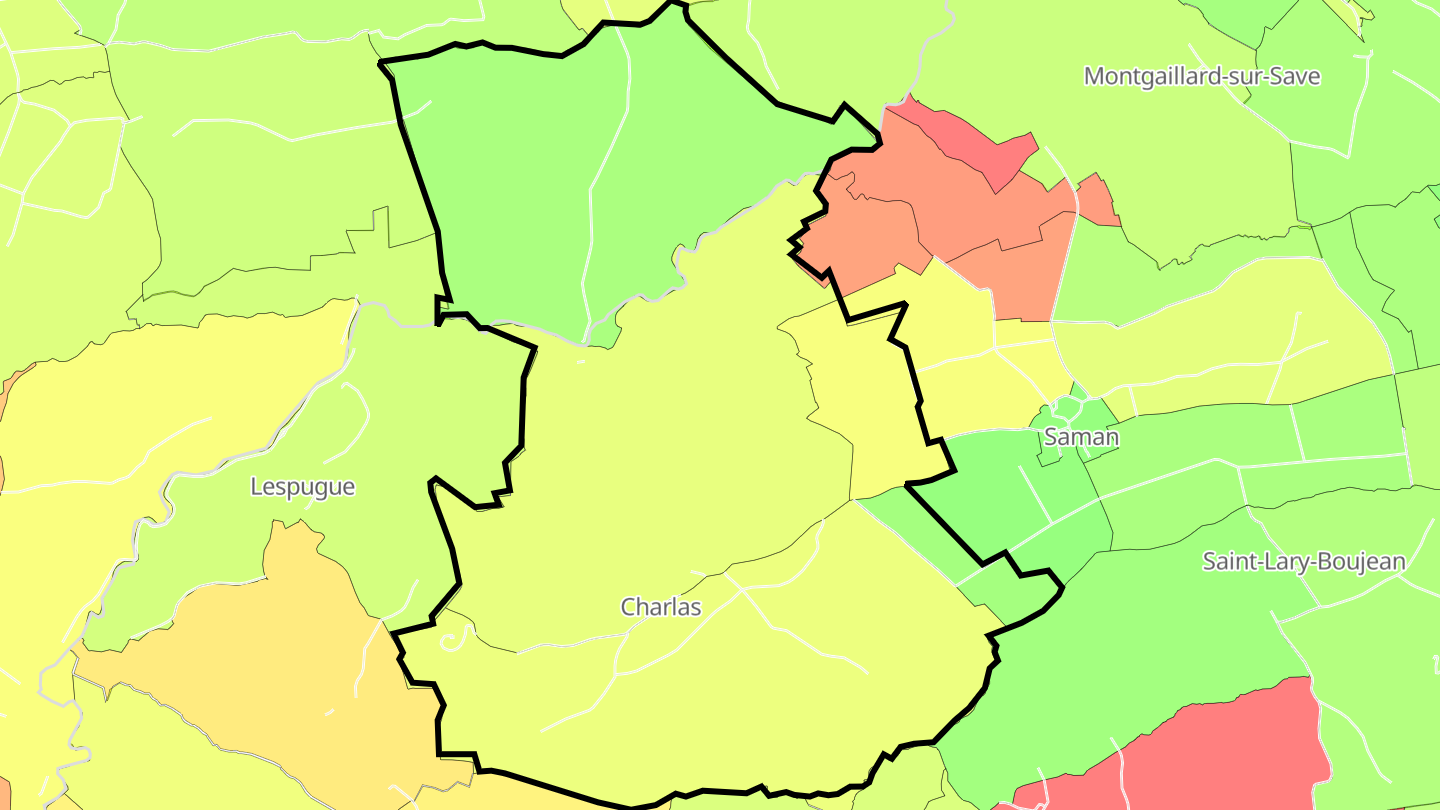 Carte des prix de l'immobilier Charlas