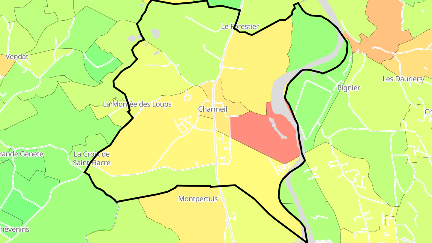 Carte des prix de l'immobilier Charmeil