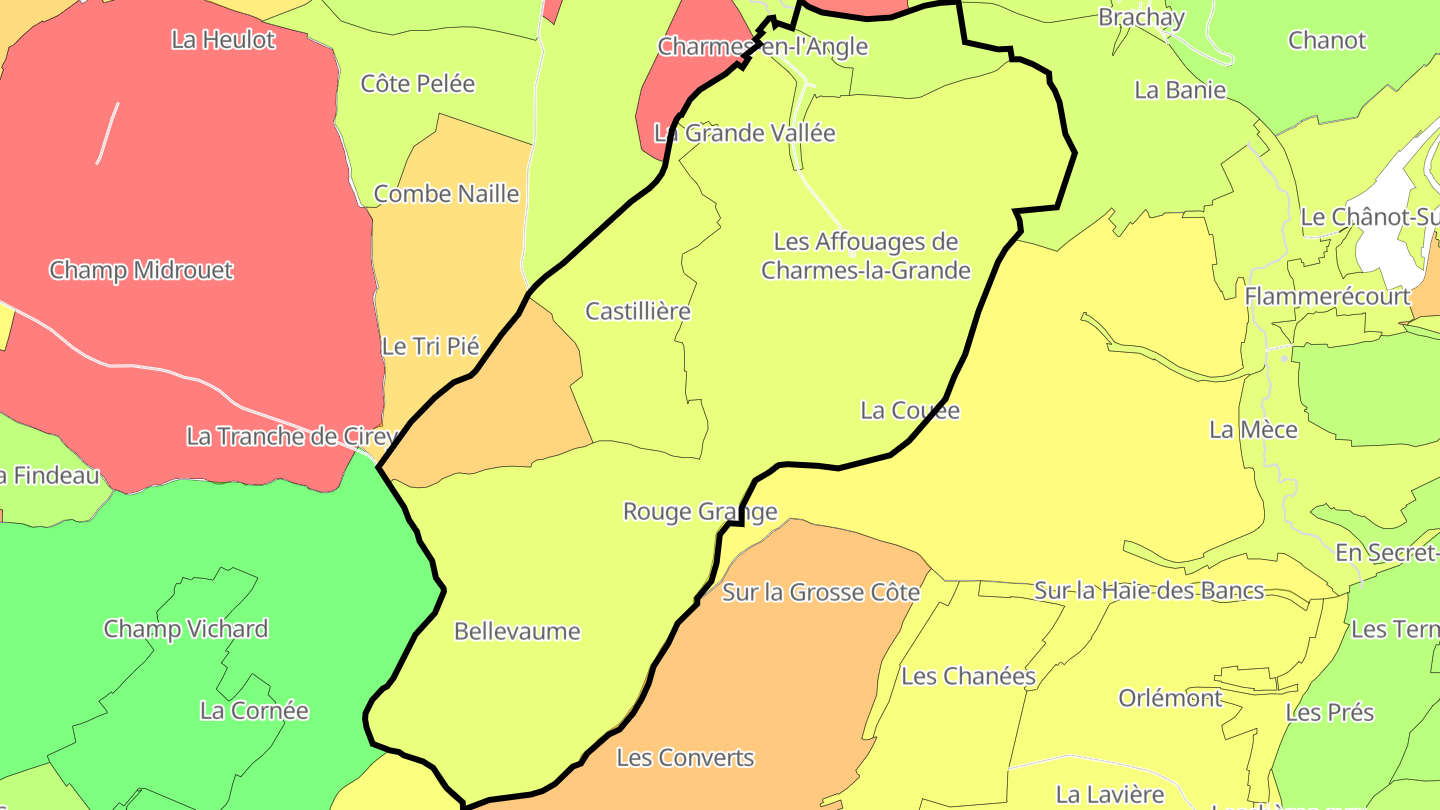 Carte des prix de l'immobilier Charmes-en-l'Angle