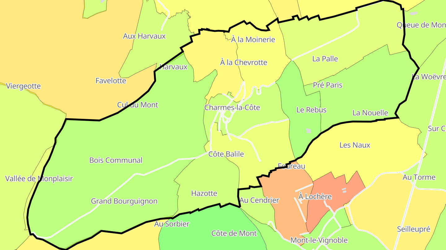Carte des prix de l'immobilier Charmes-la-Côte