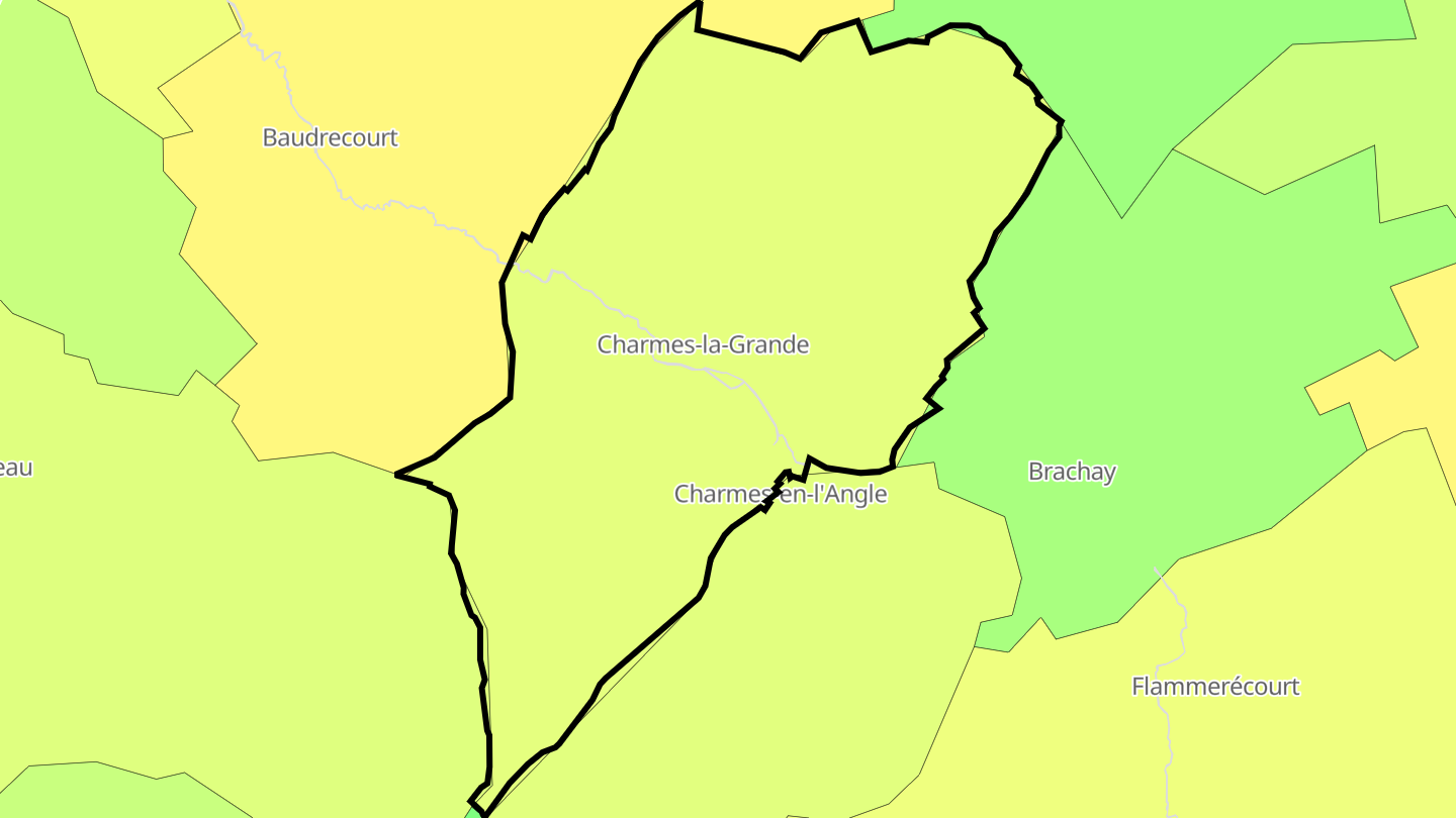 Carte des prix de l'immobilier Charmes-la-Grande