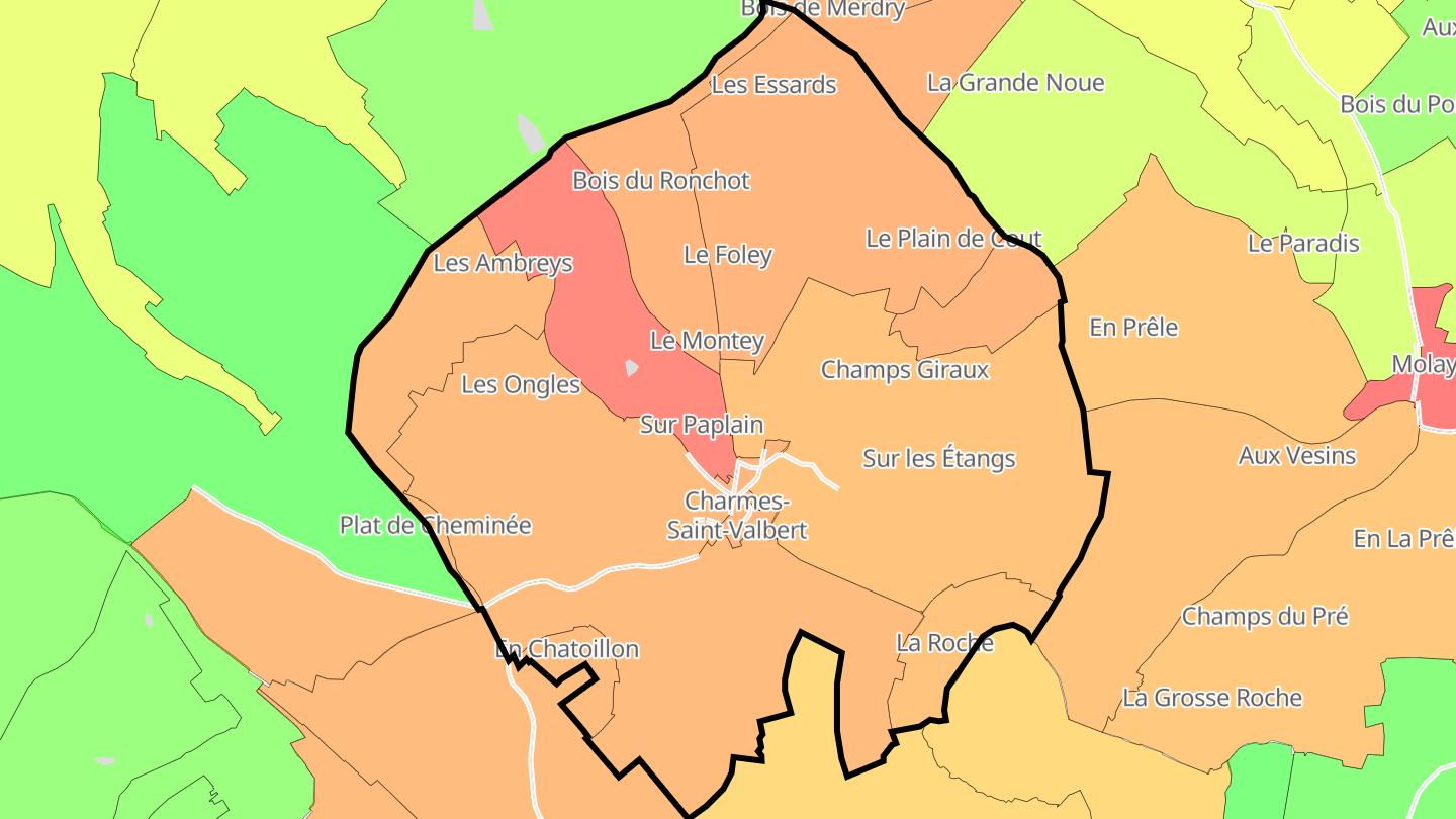 Carte des prix de l'immobilier Charmes-Saint-Valbert